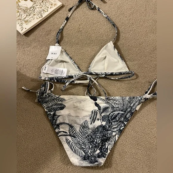DIOR Toile de Jouy Porcelain Blue Bikini Top & Bottom Set XS NWT - Picture 4 of 10